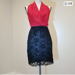 Cache Black Lace Pencil Skirt